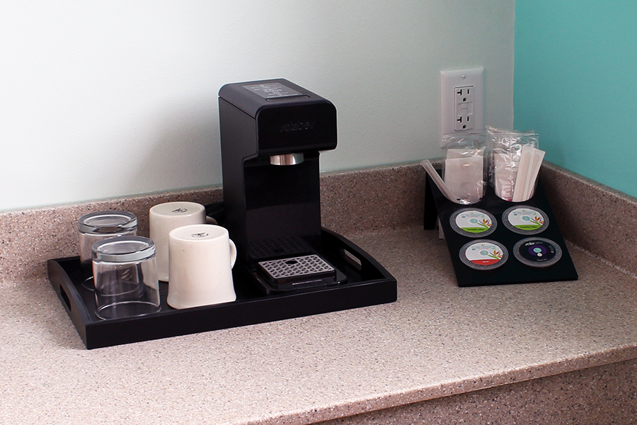 Coffee service in hotel room