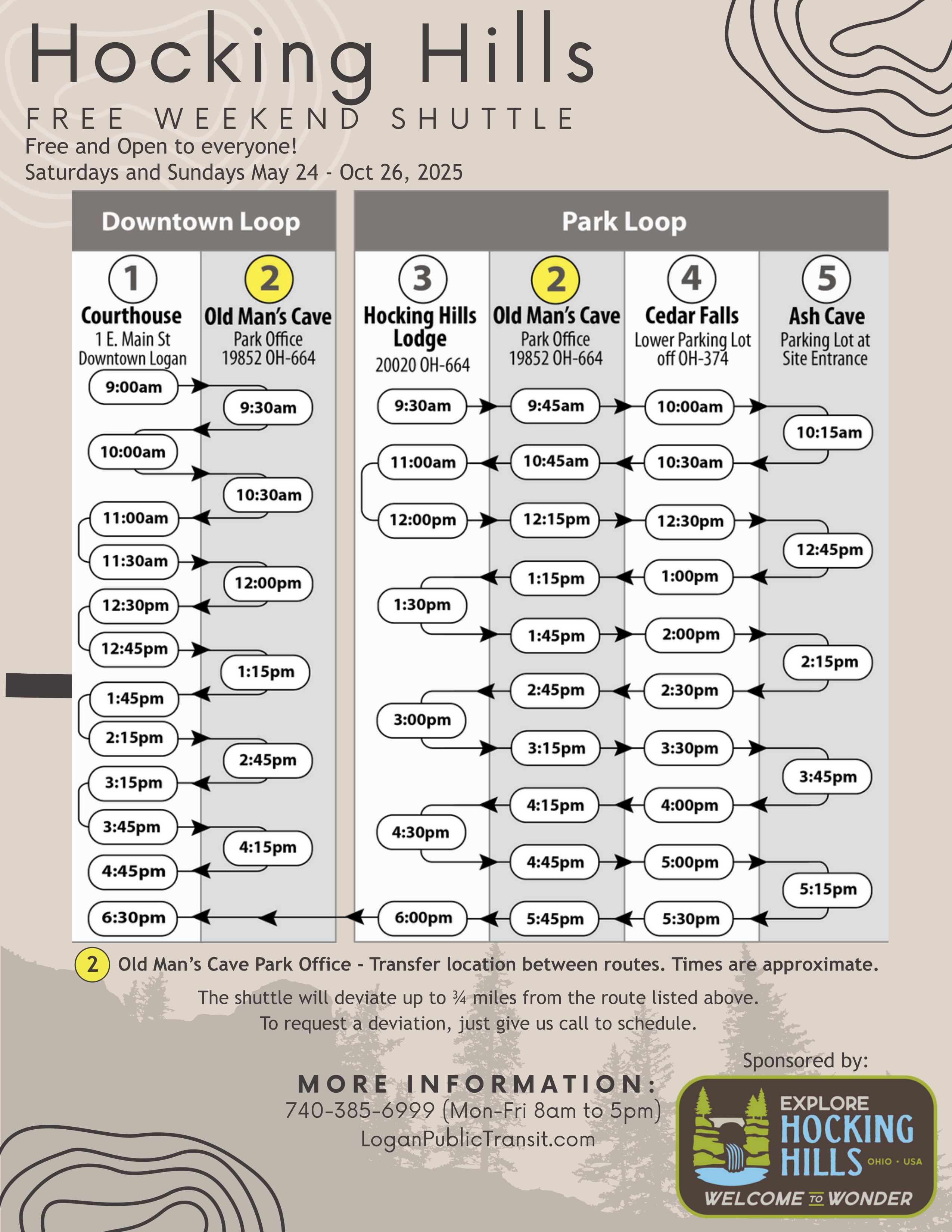 2025 Hocking Hills Shuttle Flyer